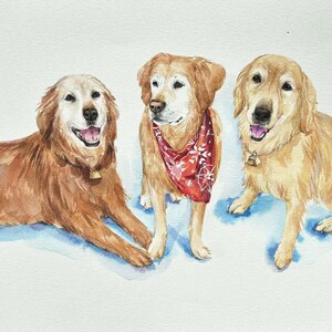 Custom multiple pet portrait from photo, personalized animal family painting, dog, cat group painting, memorial gift image 13