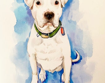 Pintura de acuarela personalizada para mascotas, arte conmemorativo para mascotas, pintura de perros, dibujo de gatos, regalo para amantes de las mascotas, retrato de perro pintado a mano