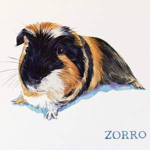 HAND-PAINTED  custom guinea pig  Portrait, Bunny Portrait,commissioned art, gift for  guinea pig lover, gift for bunny lover, bunny painting