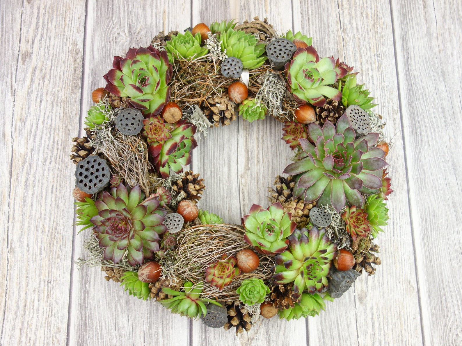 Herbstkranz Türdekoration 45cm - Kürbis Ahornblatt Rattan Mit LED Beleuchtung