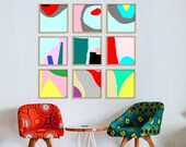 Contemporary colorful abstract printable set of 9 - Geometric prints gallery