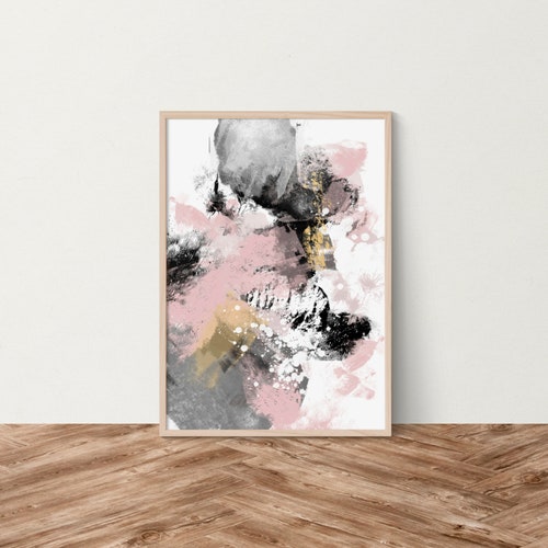 Blush Pink Abstract Painting Printable Abstract Art Pink Etsy
