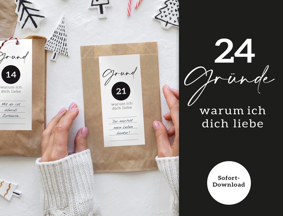 Advent Calendar 24 Reasons Why I Love You Advent Calendar Numbers for