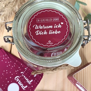 Valentinstag Glücksglas "Ich liebe dich" rot