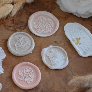 Lot de 5 sceaux de cire autocollants || Collection Sweet inspiration || Motifs fleur, livre, chat