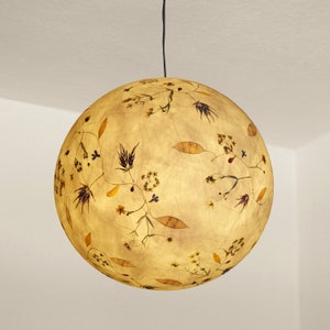 Paralume 11 in carta velina con acero giapponese, ranuncolo, lobelia... Lampada da soggiorno, lampada da soffitto, lampada a sospensione