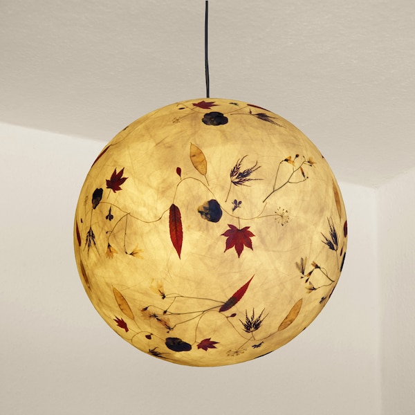 Lampenschirm 4 aus Seidenpapier mit Fächerahorn, japanischem Ahorn, Essigbaum,Silbertaler. Schlafzimmerlampe, Gästezimmerlampe