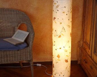 Light column 20 made of tissue paper with ginkgo, chamomile, pansy... floor lamp, sofa lamp, standing lamp