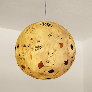 Paralume 2 in carta velina con ginkgo, ranuncolo, fiori di aneto...illuminazione per veranda, illuminazione per camera da letto