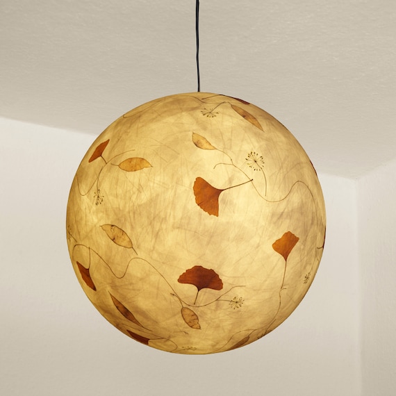 Lampenschirm 9 aus Seidenpapier mit Ginkgo, Dill...  Korridorlampe, Schlafzimmerlampe, Kinderzimmerlampe