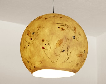 Lampshade 15 made of tissue paper with brome, lobelia, barberry... dining table lamp, kitchen table lamp