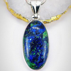Azurite Malachite Pendant, 925 Sterling Silver Pendant, Gift for Dad, Healing Crystal, Christmas Gift, Gift for her, Blue Azurite Malachite.