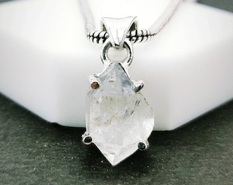 Herkimer Diamond Pendant, 925 Sterling Silver Pendant, Rock Crystal, Boho Jewelry, New York Herkimer Diamond, Christmas Gift, Gift for her.