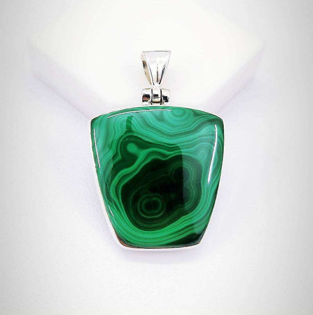 Natural Malachite Pendant 925 Sterling Silver Pendant | Etsy