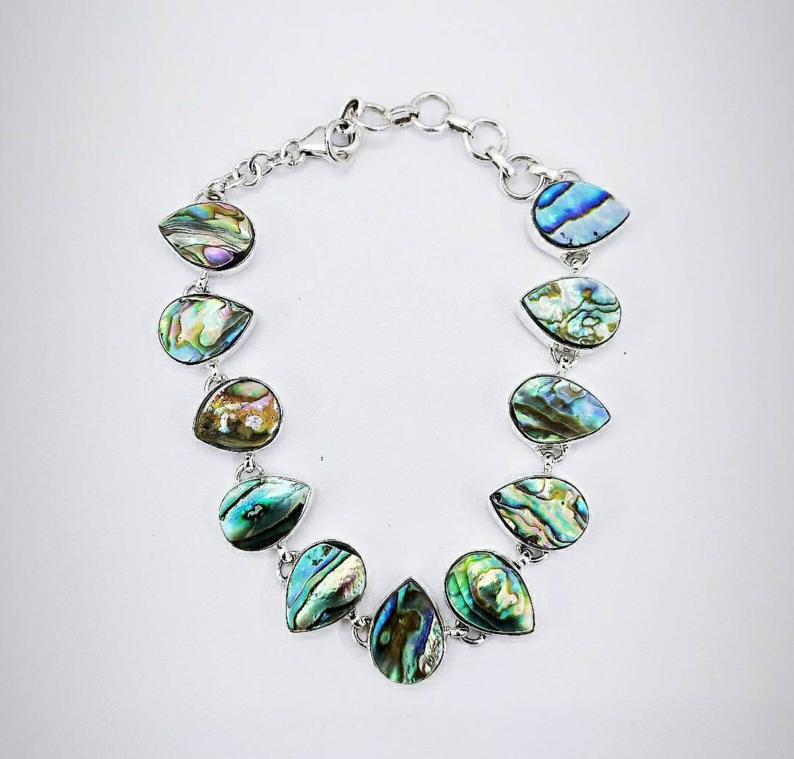 Natural Abalone Shell Bracelet 925 Sterling Silver Bracelet Etsy UK