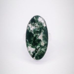 Moss Agate Ring, 925 Sterling Silver Ring, Green Moss Agate Jewelry, Gift for her, Green Agate Ring, Christmas Gift, Silver Jewelry