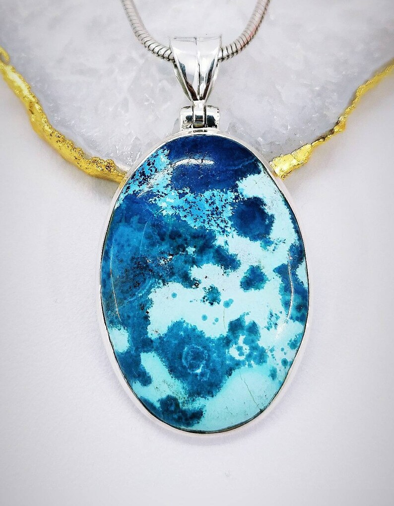 Ciondolo Con Pietra Preziosa Shattuckite, Gioielli In Argento Sterling