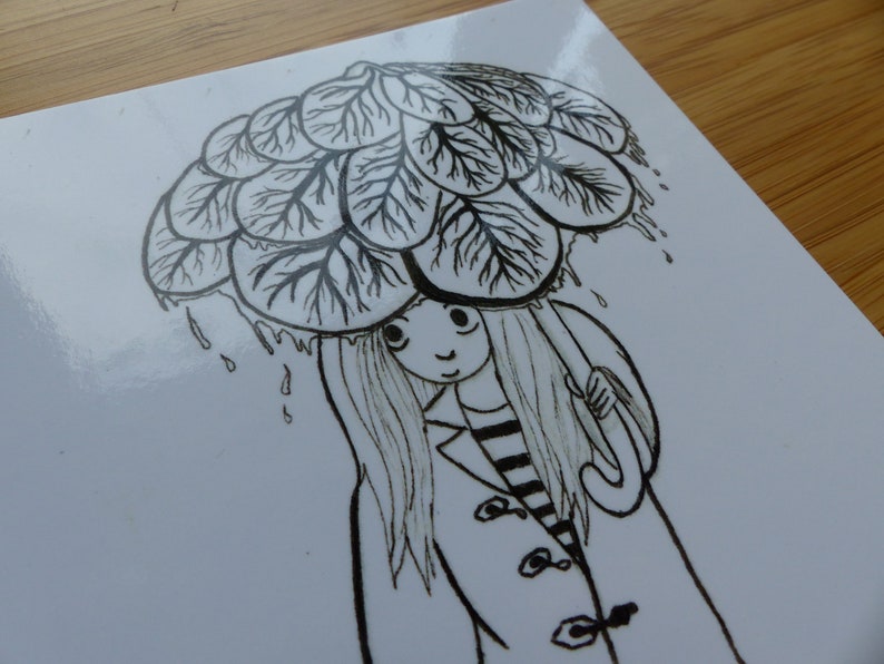 Postcard Illustration greeting card Postcard Autumn Rain autumn rain Rainy days