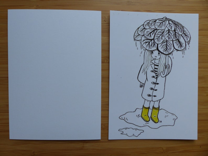 Postcard Illustration greeting card Postcard Autumn Rain autumn rain Rainy days