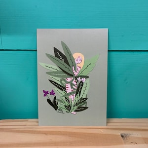 Carte postale amazone // Petite fée // nature // orchid // orchidée // illustration // postcard