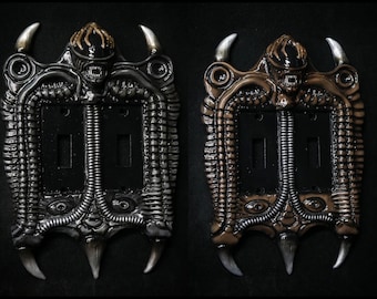 Xenomorph Double Light Switch Plates Old Style Switch alien facehugger