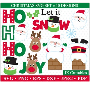 Pacote SVG de Natal, Santa SVG, Rudolph SVG, Boneco de neve SVG, Clipart de Natal, Arquivos de corte de Natal, Arquivos SVG Cricut
