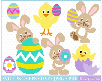 Easter Bunny SVG, Easter Png, Easter Chick Svg, Easter Egg svg, Cricut Cutting Files