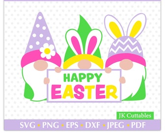 Easter SVG, Easter gnome svg, Easter clipart, Happy easter svg, Easter cut files, Cricut cut files, Silhouette