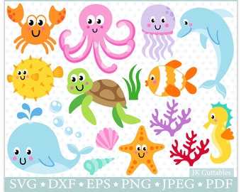 Under The Sea SVG, Sea Animals SVG, Ocean svg, Under The Sea Clipart, Svg Files, Whale SVG, Turtle svg, Under The Sea Cut Files, Svg Bundle