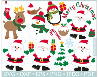 Noël SVG, Clipart de Noël, Fichiers Svg, Santa SVG, Fichiers coupés de Noël