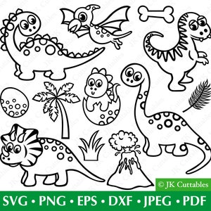 恐竜 SVG バンドル、恐竜クリップアート、T-Rex SVG、赤ちゃん恐竜 SVG、ディプロドクス SVG、恐竜カット ファイル、かわいい恐竜 SVG、Cricut SVG ファイル