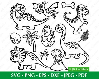 Dinosaur SVG Bundle, Dinosaurs Clipart, T-Rex svg, Baby Dinosaur svg, Diplodocus svg, Dinosaur cut files, Cute Dinosaur svg,Cricut Svg Files