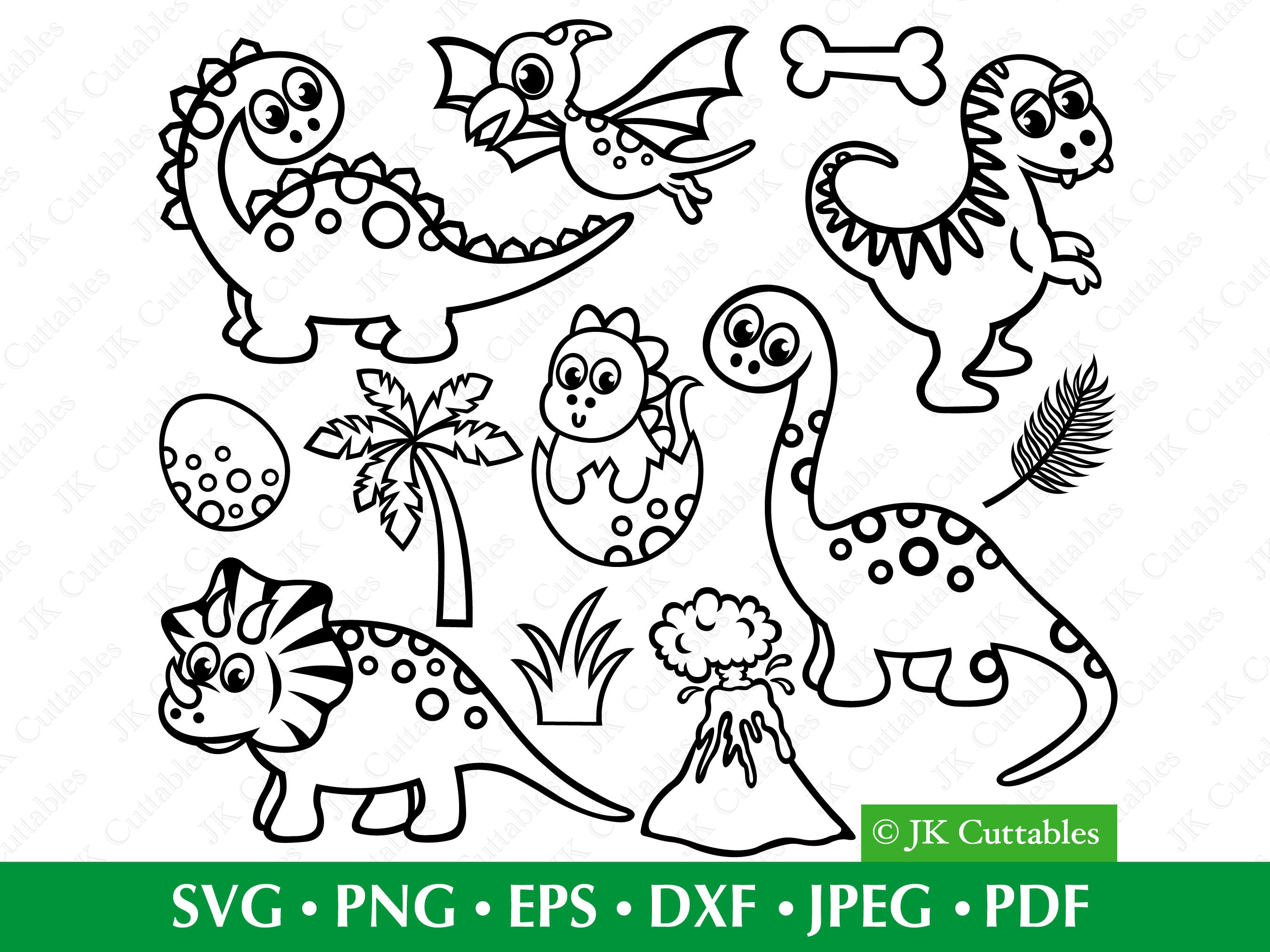 Dinosaur SVG Bundle, Dinosaurs Clipart, T-Rex svg, Baby Dinosaur svg, Diplodocus svg, Dinosaur cut files, Cute Dinosaur svg,Cricut Svg Files