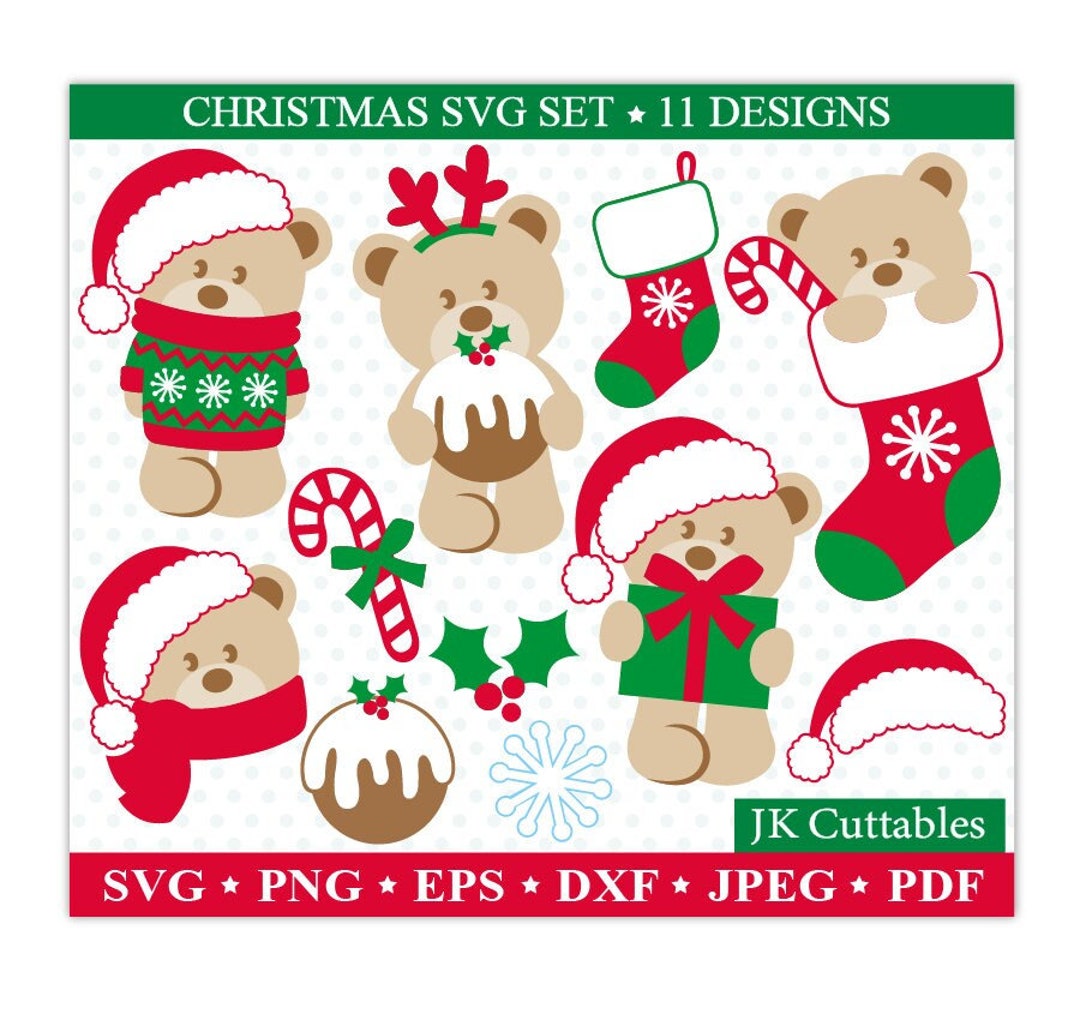Christmas SVG Bundle, Christmas Bear SVG, Holly Svg, Cute Bears Svg