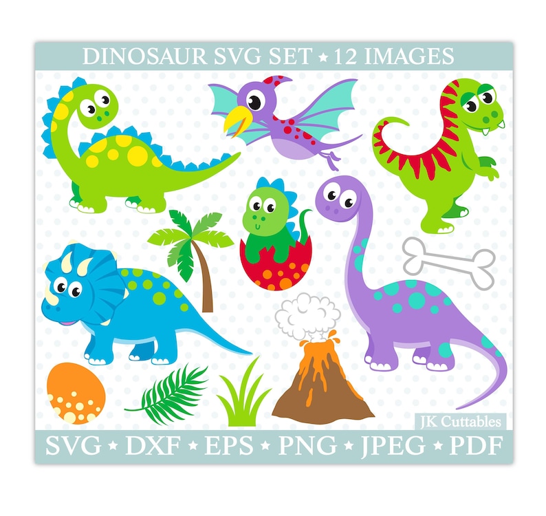 Dinosaur SVG, Dinosaurs Clipart, Svg Files, T-Rex SVG, Dinosaur Cut Files image 1