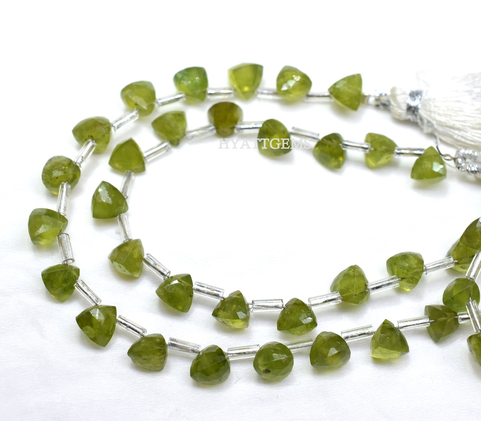 7 Inches Faceted Vesuvianite 3D Triangle Beads Natural Etsy