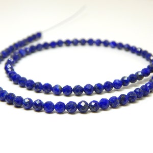 12 pouces facettes Lapis Lazuli perles rondes Taille 3 mm Approx Perles de pierres précieuses naturelles Qualité supérieure
