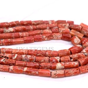 15 Inches Italian Red Coral smooth Tube Beads, Natural Old coral Gemstone Beads Size 5x7 To 9x14 mm Top Quality