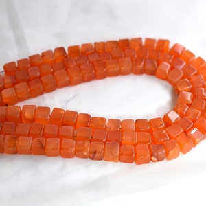 16 Inches Smooth Carnelian Box Beads, Natural Carnelian cube shape Size 5 mm Gemstone Beads Top Quality