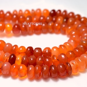 8 Inches Carnelian Rondelle Beads, Natural Carnelian Gemstone Beads Size 8 mm Top Quality