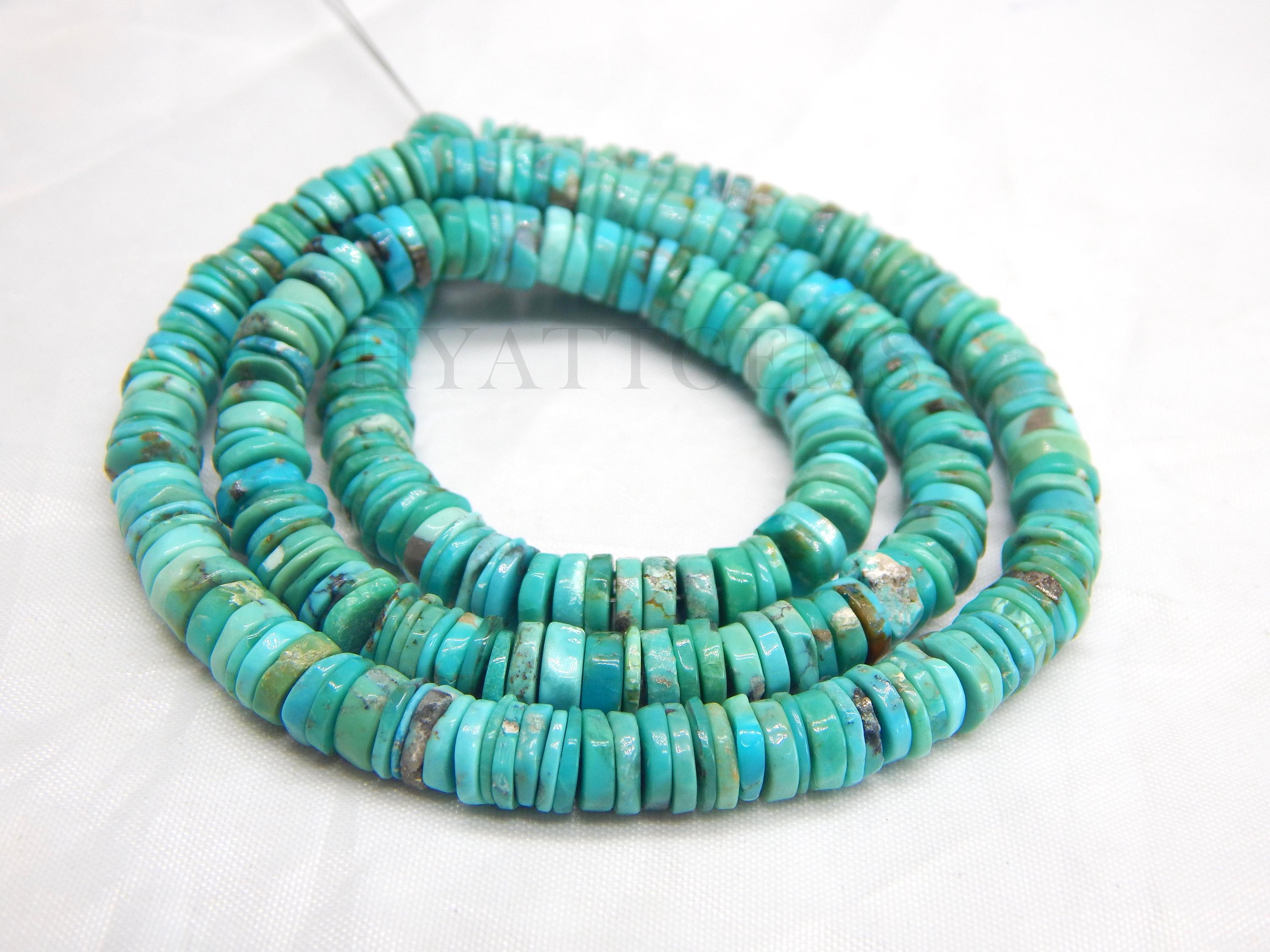 Avalaya Collana con perline di ematite con pepita di turchese, lunghezza totale 90 cm, Misura unica, Pietra Metallo Gemma turchese Pietra metallo Pietra preziosa Ematite