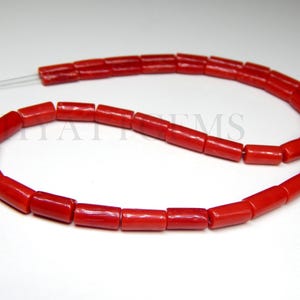 16 Inches Italian Red Coral Tube Beads, Natural Coral Gemstone Beads Size 4x7 To 5x10 mm Top Quality