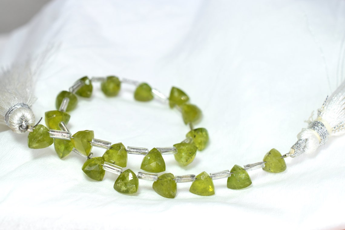 7 Inches Faceted Vesuvianite 3D Triangle Beads Natural Etsy