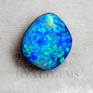 Australian Opal Doublet Natural Gemstone, Multi Fire Opal Cabochon Size 13x15x5 mm Top Quality