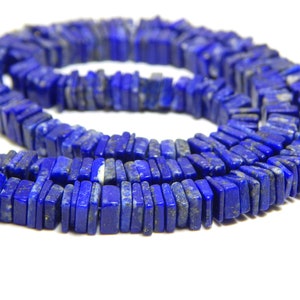 16 Inches Lapis Lazuli Square Beads Natural Lapis Lazuli Gemstone Heishi Beads Size 4 To 5 mm Approx Top Quality