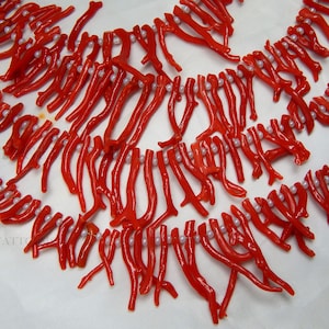 Italian Red Coral Polish Rough Necklaces Natural Gemstone Italian Coral Stick Branch Top Quality