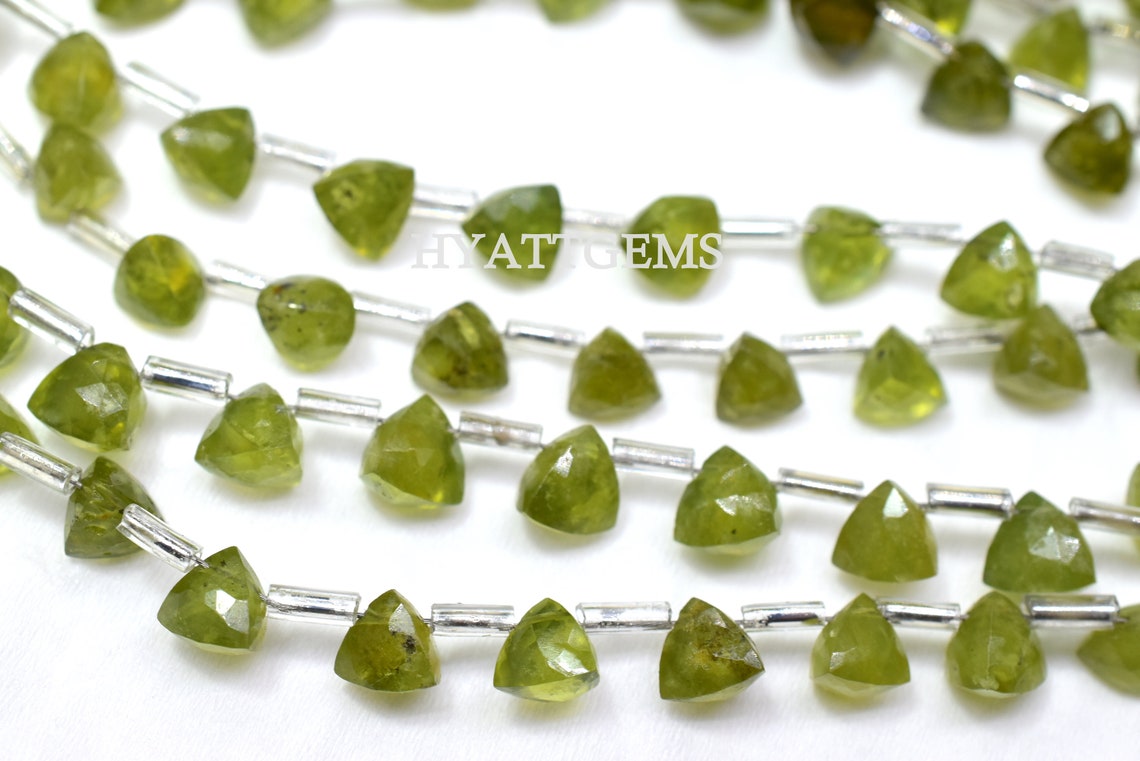 7 Inches Faceted Vesuvianite 3D Triangle Beads Natural Etsy