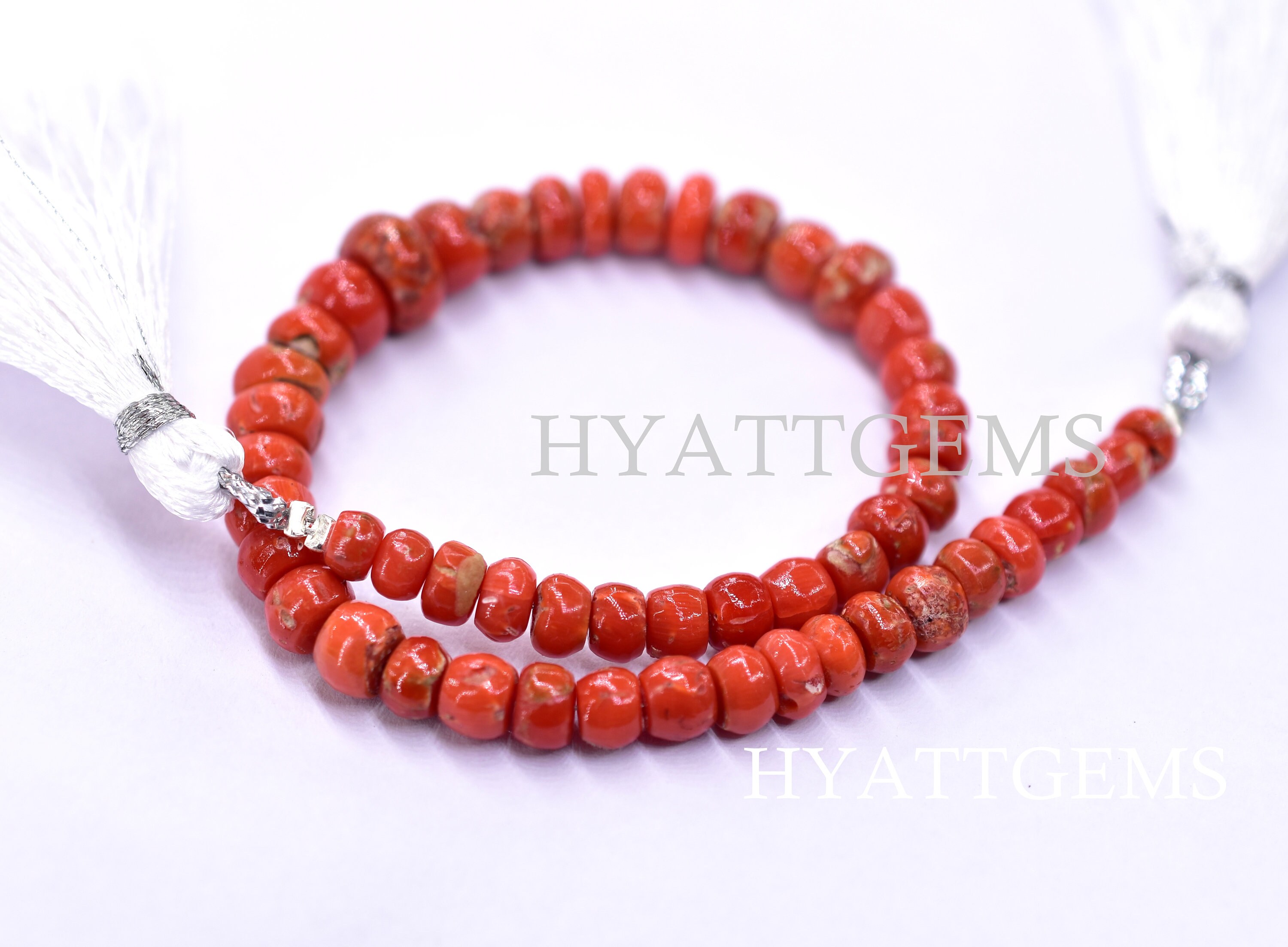 Natural Red Coral Rondelle Loose Beads - 5x8mm, 15 Strands, Center-Drilled For Jewelry