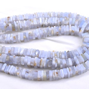 16 Inches Smooth Blue Lace Agate heishi Beads Natural Gemstone Square Beads Size 5 To 6 mm Top Quality