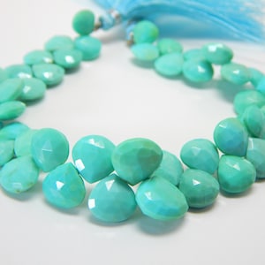 7.5 Inches Faceted Arizona Turquoise Heart Shape Beads Natural Turquoise Gemstone Briolette Beads 8 To 11 mm Approx Top Quality